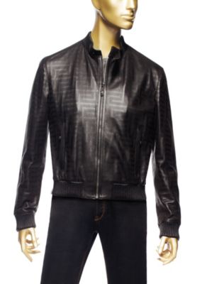 Versace Herren Laser-perforierte Lederjacke