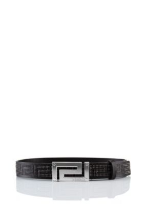 Versace Men Greca Belt With Studwork