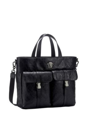 Versace Men Greca Leather Carryall