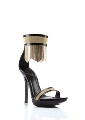 Versace Damen Sandalen mit Metallic-Fransen